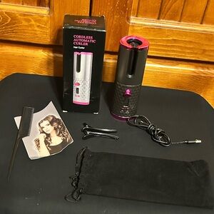 Cordless Automatic Hair Curler - Black and Pink